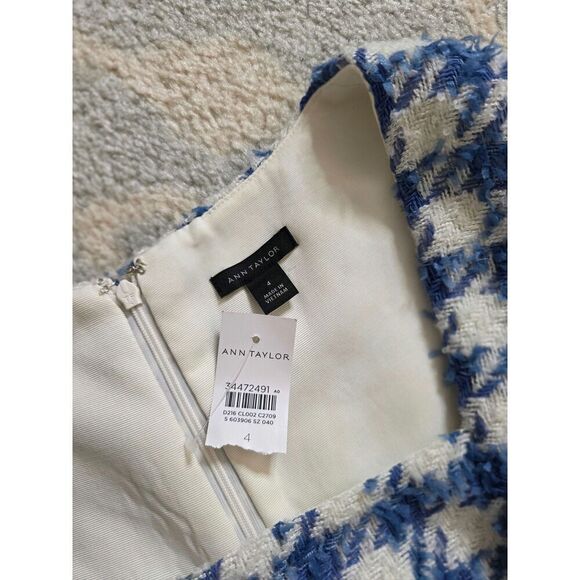Ann taylor Blue Tweed Square Neck Shift Dress 4 NWT - Picture 10 of 10
